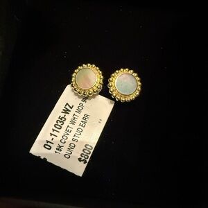NEW LAGOS Covet 18K YELLOW GOLD & MOTHER OF PEARL Round Stud Earrings $1200